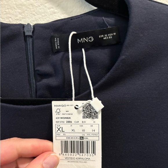 NWT Mango Roma-Knit Sleeveless Dress in dark navy, size US 10 - Picture 8 of 8